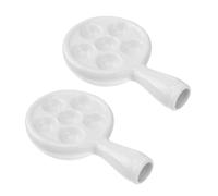 Holibanna 2pcs Ceramic Escargot Baking Dish Handle, Multi-Slot Snail Grill Tray for Oven Use, Heat-Resistant French Snail Serving Plate for Home Cooking