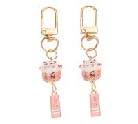 Holibanna 2pcs Ceramic Pendant Keychains for Phone and Bag Cute Hanging Decor Lightweight Waving Cat Accessories for