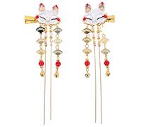 Holibanna 2pcs Chinese Vintage Tassel Hairpin Cartoon Side Clips for Girls Alloy Material Unique Design Hair Accessories for Festivals and Daily Wear