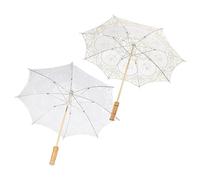 Holibanna 2pcs Cotton Lace Umbrella Wedding Bridal Parasol Small for Bride Photography