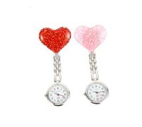 Holibanna 2pcs Creative Heart Design Nurse Hanging Pocket Watch with Clip-on Design and Accurate Time, Stylish Zinc Alloy Fob Watch for Nurses and Doctors
