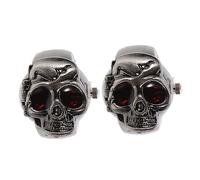 Holibanna 2pcs Creative Skull Finger Watch Vintage Ring Timepiece Unique Design for Halloween Parties Elastic Strap for Finger