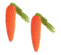 Holibanna 2pcs Crochet Carrot Toys Decorative Knitted Carrots Soft Yarn Vegetable Ornaments for Boys and Girls for Easter Cute Crochet Play Props