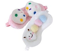 Holibanna 2Pcs Cute Plush Sleep Eye Mask Set Candy Color Butterfly Knot Eye Masks for Sleeping Soft Fluffy Blackout Cover for Women and Boys and Girls