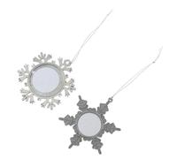 Holibanna 2Pcs DIY Christmas Snowflake Photo Frame Pendants Decorative Metal Necklace Accessories for Holiday Celebrations Meaningful for Friends and Family