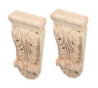 Holibanna 2pcs Elegant European Style Carved Wood Corbels Solid Wood Decorative Trim for Home Commercial Spaces Unique Furniture Onlay Seamless Integration for Any Decor