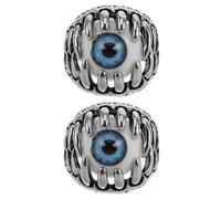 Holibanna 2Pcs Evil Eye Skull Eyeball Ring for Men Gothic Premium Copper for Halloween and Special Occasions Unique for Gothic Enthusiasts