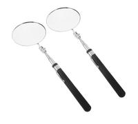 Holibanna 2pcs Extendable Telescopic Inspection Mirrors with 85mm round Lens and Black Handle - Automotive Mechanic Long Handle Mirrors for Vehicle Underbody and Hard-to-reach Area