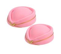 Holibanna 2pcs Flight Attendant Hat Classic Woolen Stewardess Cap for Women Comfortable and Durable Cosplay Accessories for Vintage Airline Uniforms for Stage Performances
