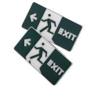 Holibanna 2pcs Glow in The Dark Lapel Pins Cute and Quirky Alloy Brooches with Versatile Usage for Hats and Gifting, Trendy Funny Exit Sign Design Accessories