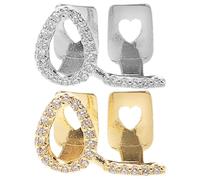 Holibanna 2pcs Gold Plated Hip Hop Mouth Grills with Hollow Heart Design, Diamond-studded Single Teeth Caps, Gold and Silver Color Set for Men’s Rapper Costume and Party Accessories