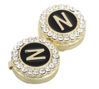 Holibanna 2pcs Gold Plated Zinc Alloy Initial N Cufflinks for Men Handpolished Rhinestone Alphabet Shirt Accessories Durable Tuxedo Shirt Buttons Groom Husband Father