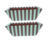 Holibanna 2pcs Greaseproof Snack Trays Heavy Duty Striped Cardboard Baskets with Handle for Treats Snacks Appetizers for Parties Picnics and Special Occasions