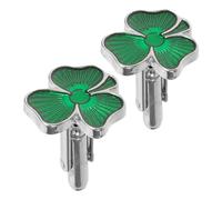 Holibanna 2Pcs Green Shamrock Pair Cufflinks with Tie Clip Set Irish Clover Design Men’S Shirt Accessories for Business, Wedding, and St Patrick’S Day Formal Wear