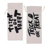 Holibanna 2pcs Halloween Wine Bottle Cover Bag, Linen Cotton Drawstring Wine Bottle Bag Holder with Reusable Washable Black Fabric, for Halloween Decorations Supplies and Holiday Party Gift