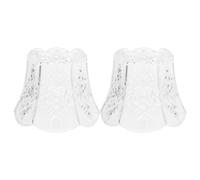 Holibanna 2pcs Hand Blown Glass Lamp Shade Replacement for Table Lamp, 42mm Fitting, Artistic Carved Texture Distinctive Patterns, Heat Resistant and Easy Replacement for Living Room
