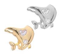 Holibanna 2pcs Heart Rhinestone Tooth Grills Single Mouth Caps Hip Hop Style Jewelry for Party Comfortable Soft Fake Teeth Fangs Shiny Bling Front Accessories for Men and Women