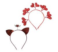 Holibanna 2pcs Heart Shaped Headbands Fashionable Carnival Headdresses for Boys and Girls Adults for Valentine Day Festivals Parties Safe Materials Easy to Wear