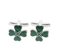 Holibanna 2pcs Irish Heart Four Leaf Clover Alloy Cufflinks for Men Stylish Shamrock Design Craftsmanship Versatile Suit Accessories for St Patrick S Day Business and Formal Events