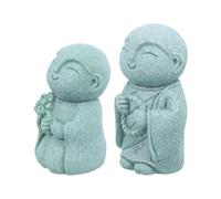 Holibanna 2pcs Japanese Buddha Sandstone Statues Praying Monk Figurines Feng Shui Decorations for Home Garden Aquarium with Handcarved Details and Material for Indoor and Outdoor Use