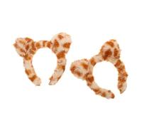 Holibanna 2pcs Kawaii Leopard Print Cat Ear Headband Fluffy Spa Hairband for Women Cute Animal Ear Makeup Hoop for Skincare and Face Washing