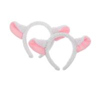 Holibanna 2pcs Lamb Hair Band Soft Sheep Ear Headband with RAM Horns Comfortable Elastic Fleece Animal Hairband for Adults Cosplay Party Costume