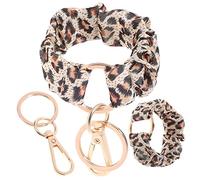 Holibanna 2pcs Leopard Print Hair Tie Stretchy Women Hair Ties Hanging Keychain Cute Wristlet Key Ring for Keys and Decorative Accessory