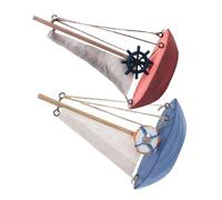 Holibanna 2pcs Mediterranean Style Wooden Sailboat Model Nautical Desktop Ornament with Realistic Sailing Ship Design Lightweight Decorative Sailing Boat for Home and Office Decor