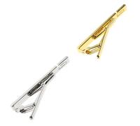Holibanna 2Pcs Men’S Tie Clips Set, Gold Silver Necktie Pin for Business Suit Accessories, Formal Dress Shirt Tie Clamp, Office and Wedding Use