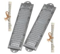 Holibanna 2pcs Metal Mezuzah Decor Judaica Welcome Home Sign Religious Holy Scroll