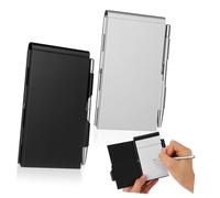 Holibanna 2pcs Metal Refillable Memo Book with Pen Pocket and Card Case, Easy to Carry Legal Notebooks Work, Write on Both Sides, Portable for Home Office School Use