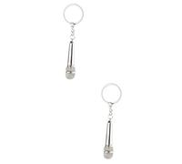 Holibanna 2pcs Microphone Key Chain Pendant Key Decor for Valentine Day Unique Bag Hanging Decor Chic Keychain Accessory for Music Lifelike Design