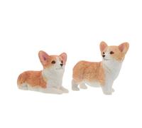 Holibanna 2pcs Mini Resin Corgi Figurine Realistic Mini Dog Statues with Vivid Details Lightweight Miniature Animals for Car Dashboard Desktop Shelf Cake Topper Office Decor