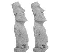 Holibanna 2pcs Moai Statue Decor for Home and Garden, High Simulation Sandstone Easter Island Head Sculptures, Wear Resistant Abstract Face Figurines for Aquarium Scenery and Unique