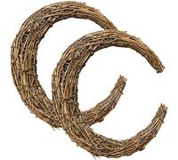 Holibanna 2pcs Natural Rattan Wreath Ring for Diy Moon-shape Decoration Handmade Floral Craft Supplies for Home Holiday and Wedding Decor