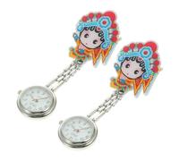 Holibanna 2pcs Nurse Fob Watch Round Pocket Watch for Nurses Doctors Durable Hanging Design with Cute Peking Opera Girl Decor for Medical Professionals