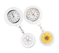 Holibanna 2pcs Nurse Watch Clip on Retractable Small Watches Metal Quartz Glass Practical Beautiful Fob for Professional Nurses