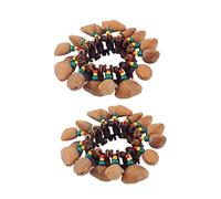 Holibanna 2pcs Nut Bangles Handbell Musical Instrument African Tribal Style Coconut Shell Wooden Bracelet Easy to Wear Accompanying The Drum for Party