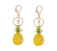 Holibanna 2pcs Pineapple Crystal Keychain Charm Pendant for Women Yellow Rhinestone Bag Accessory Stylish Keyring for Handbag Car Keys and Special Occasions