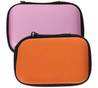 Holibanna 2Pcs Portable Hard Drive Case HDD Storage Protective Box Small Hard Case with Cable Organizer for Travel - Orange and Pink Compact Carrying Pouch Set