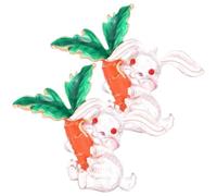 Holibanna 2Pcs Rabbit Bunny Brooch Pin Easter Bunny Brooch Cute Little White Rabbit with Carrot Badge Easter Rabbit Lapel Pin