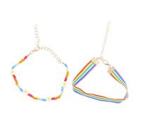 Holibanna 2Pcs Rainbow Pride Adjustable Bracelets Colorful Seed Bead Wristbands for Men Women Lgbtq Celebration Accessories