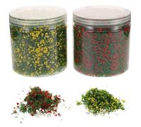 Holibanna 2pcs Realistic Mixed Color Miniature Tree Powder for DIY Sand Table Modeling Craft Grass Village Powder for Model Railway Dollhouse Fairy Garden Easy to Use Artificial Grass and
