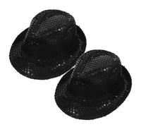 Holibanna 2pcs Removable Sequin Jazz Hat for Adults Stylish Costume Accessory for Parties and Halloween Unisex Black Design