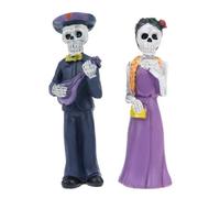 Holibanna 2pcs Resin Skeleton Couple Statues Hand Painted and Not Easy to Deform, Unique Design Attractive Home Decoration and Desktop Accessories Ornament
