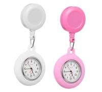 Holibanna 2pcs Retractable Pocket Watch Clip Telescopic Nursing Watch for Doctors and Students Dial Design Easy to Wear and Read