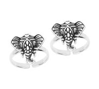 Holibanna 2pcs Retro Elephant Open Ring for Women Aesthetic Animal Jewelry Finger Decor Durable for Parties Daily Wear