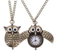 Holibanna 2Pcs Retro Owl Pocket Watch Vintage Owl Pocket Watch Creative Retro Alloy Quartz Unique Shape Decoration for Clothing Easy to Read Information