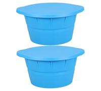 Holibanna 2pcs Reusable Silicone Ice Cube Moulds with Funnel and Lid, Round Foldable Ice Bath Tray for Home Spa and Outdoor Use, 3.6l Capacity, Space-Saving Design