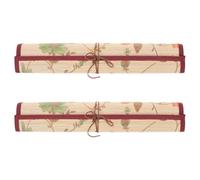 Holibanna 2pcs Roll Up Bamboo Brush Holder - Calligraphy Pen Storage Organizer - Portable Writing Brush Case With 9 Canvas Pockets Flower Pattern For Painters Artist Students Oil Watercolor Tool